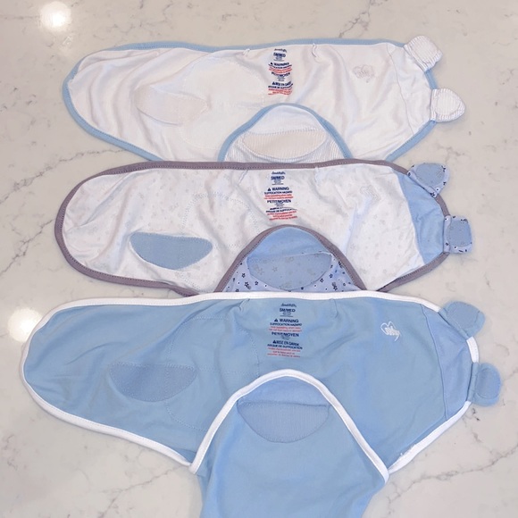 EUC SwaddleMe 3 Pack Set Easy Change Velcro Swaddles Blue Star Print (S/M) - Picture 5 of 8